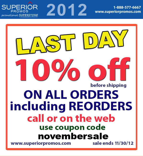 Save 10% On All Promotional Products During November Save 10% On All Promotional Products During November