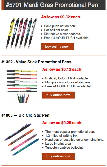 Low Prices on Promotional Pens
